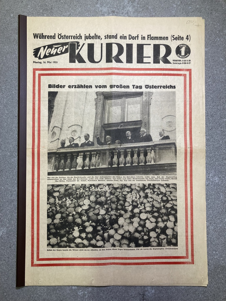 History Zeitung: Staatsvertrag Neuer Kurier vom 16. Mai 1955 – Extra Ausgabe