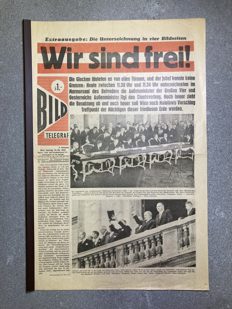 History Zeitung: Staatsvertrag Bild Telegraf vom 15. Mai 1955 – Extra Ausgabe