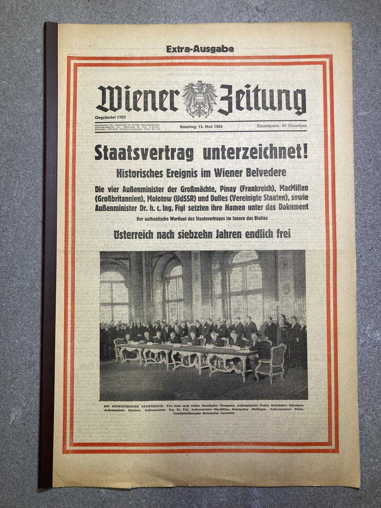 History Zeitung: Staatsvertrag Wiener Zeitung vom 15. Mai 1955 – Extra Ausgabe