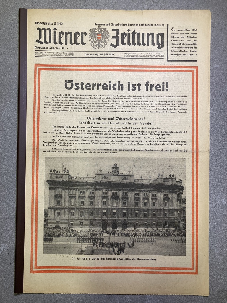 History Zeitung: Staatsvertrag Wiener Zeitung vom 28. Juli 1955