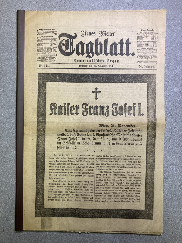 History Zeitung: Tod Kaiser Franz Joseph I Neues Wiener Tagblatt vom 22. November 1916