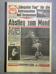 History Zeitung: 1. Mondlandung Express vom 21. Juli 1969 – Morgenausgabe (rot)